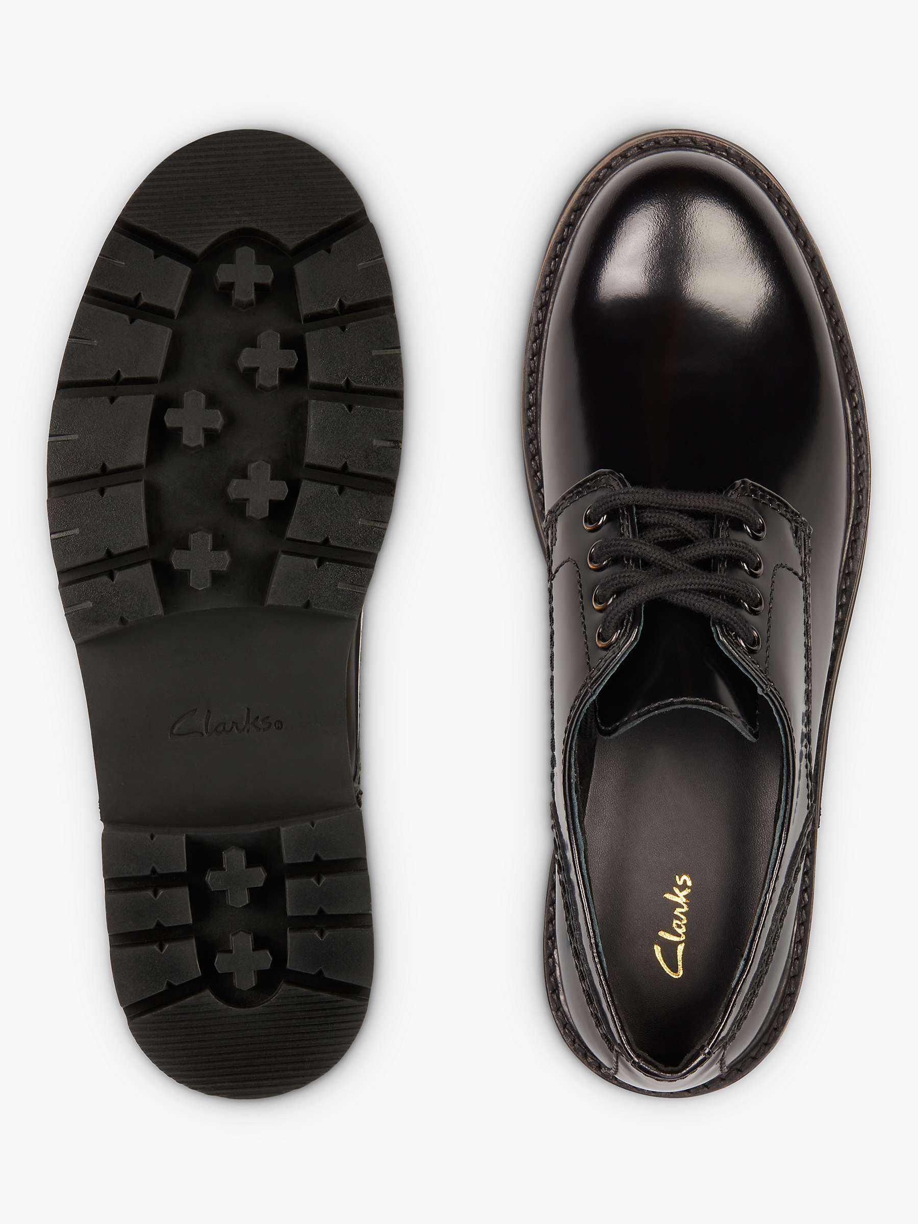 Clarks Orianna Leather Derby Shoes, Black at John Lewis & Partners