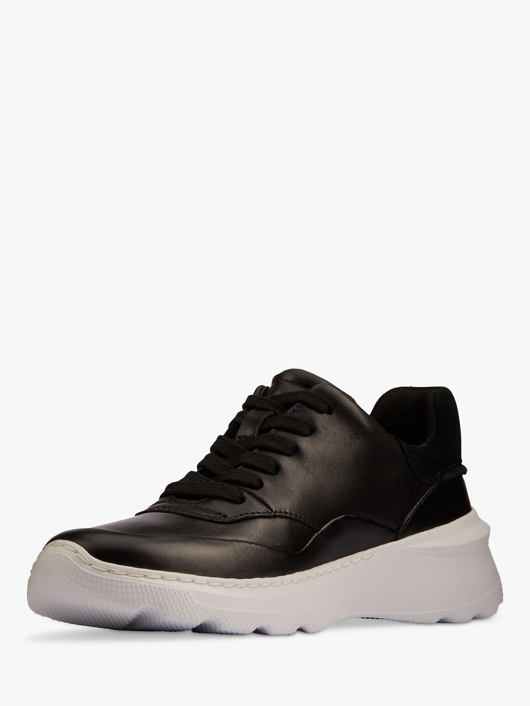 Buy Clarks Sprint Lite Lace Up Leather Trainers, Black Online at johnlewis.com