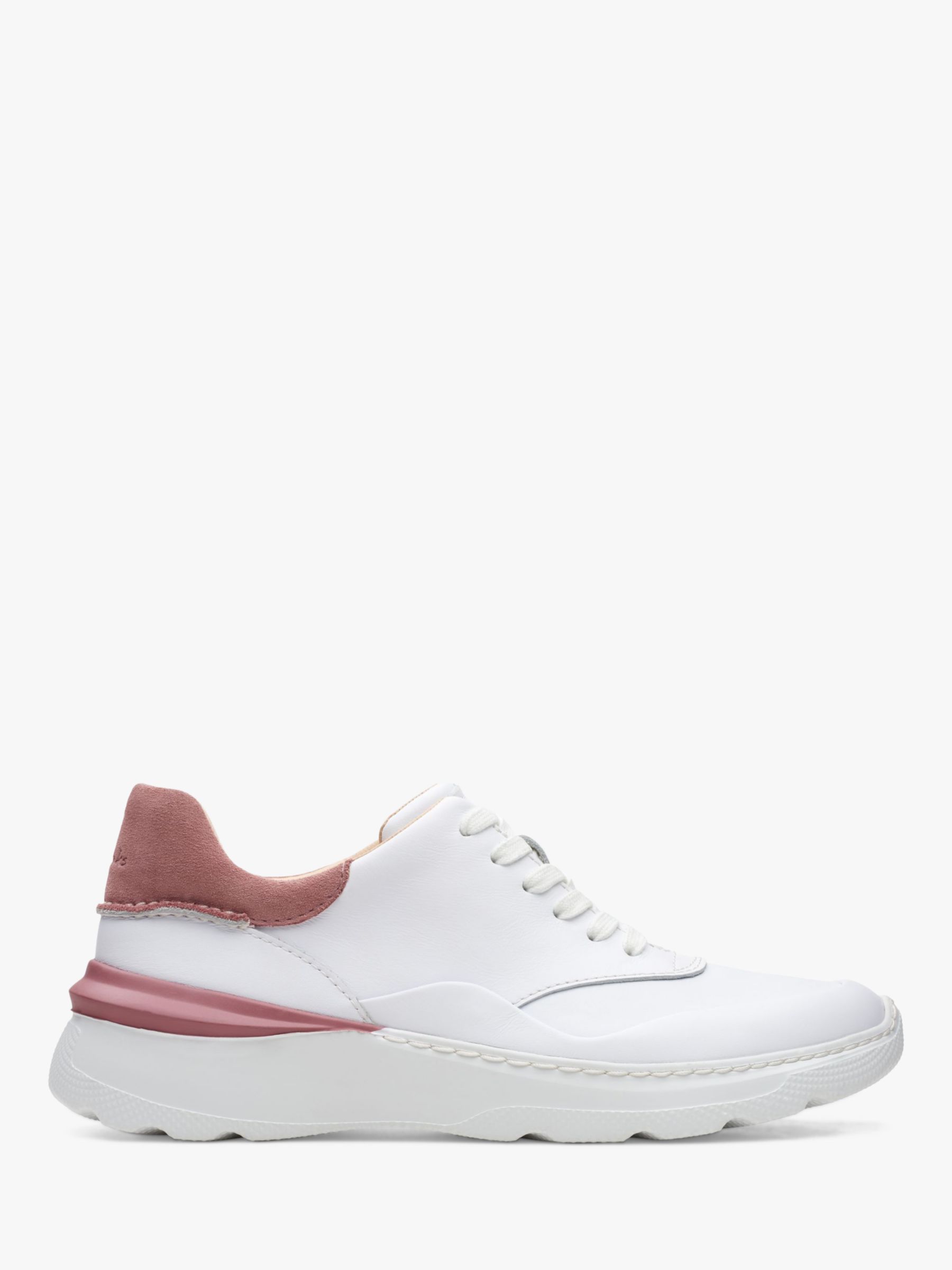 Clarks Sprint Lite Lace Up Leather Trainers, White Rose Combi at John ...