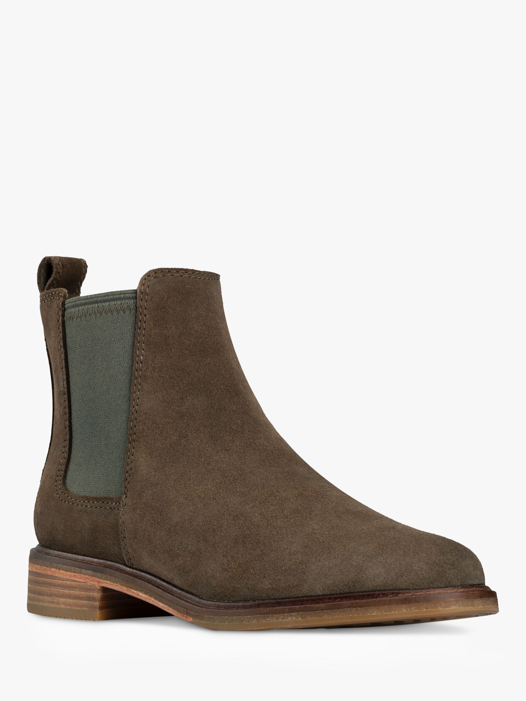 Clarks Clarkdale Arlo Suede Chelsea Boots, Dark Olive at John Lewis ...
