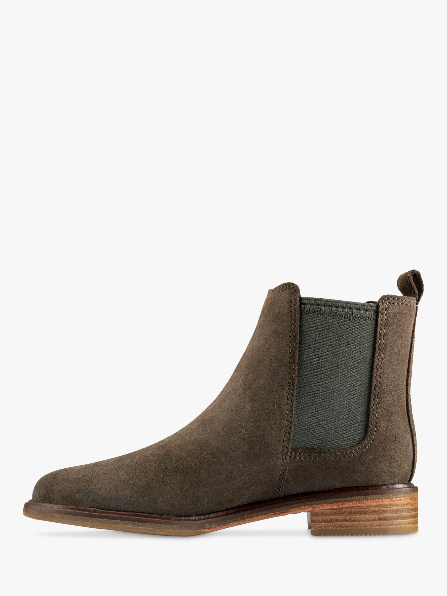 Clarks Clarkdale Arlo Suede Chelsea Boots, Dark Olive at John Lewis ...