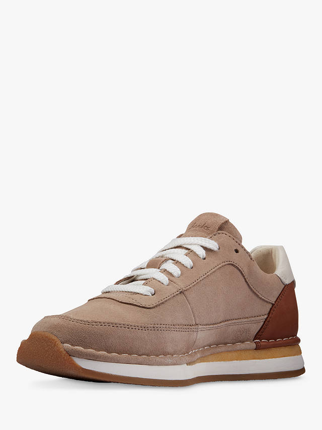Clarks CraftRun Suede Trainers, Sand Combi at John Lewis & Partners