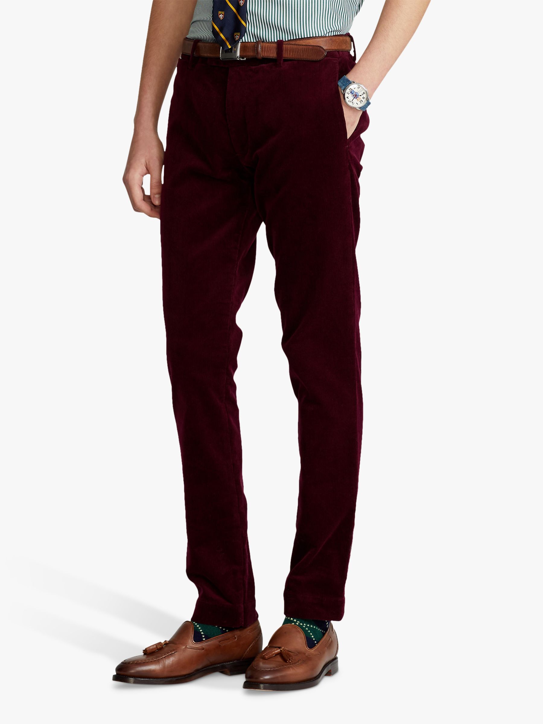 Ralph Lauren Polo Hudson Slim Fit Stretch Cotton Trousers Italian Red 34R male 97% cotton, 3% elastane