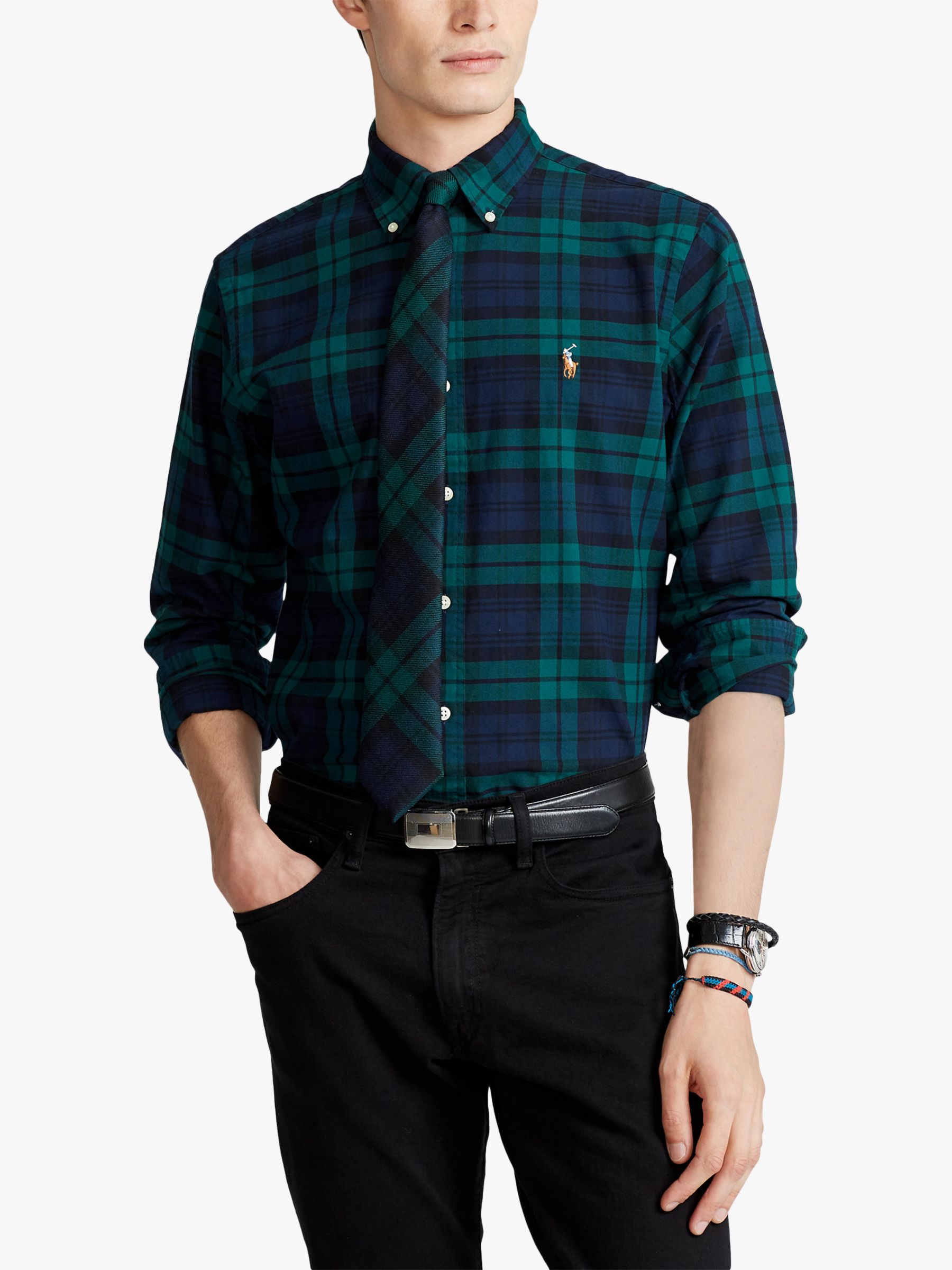 Leraar op school ingesteld Kan niet Polo Ralph Lauren Slim Fit Check Oxford Shirt, Green/Navy