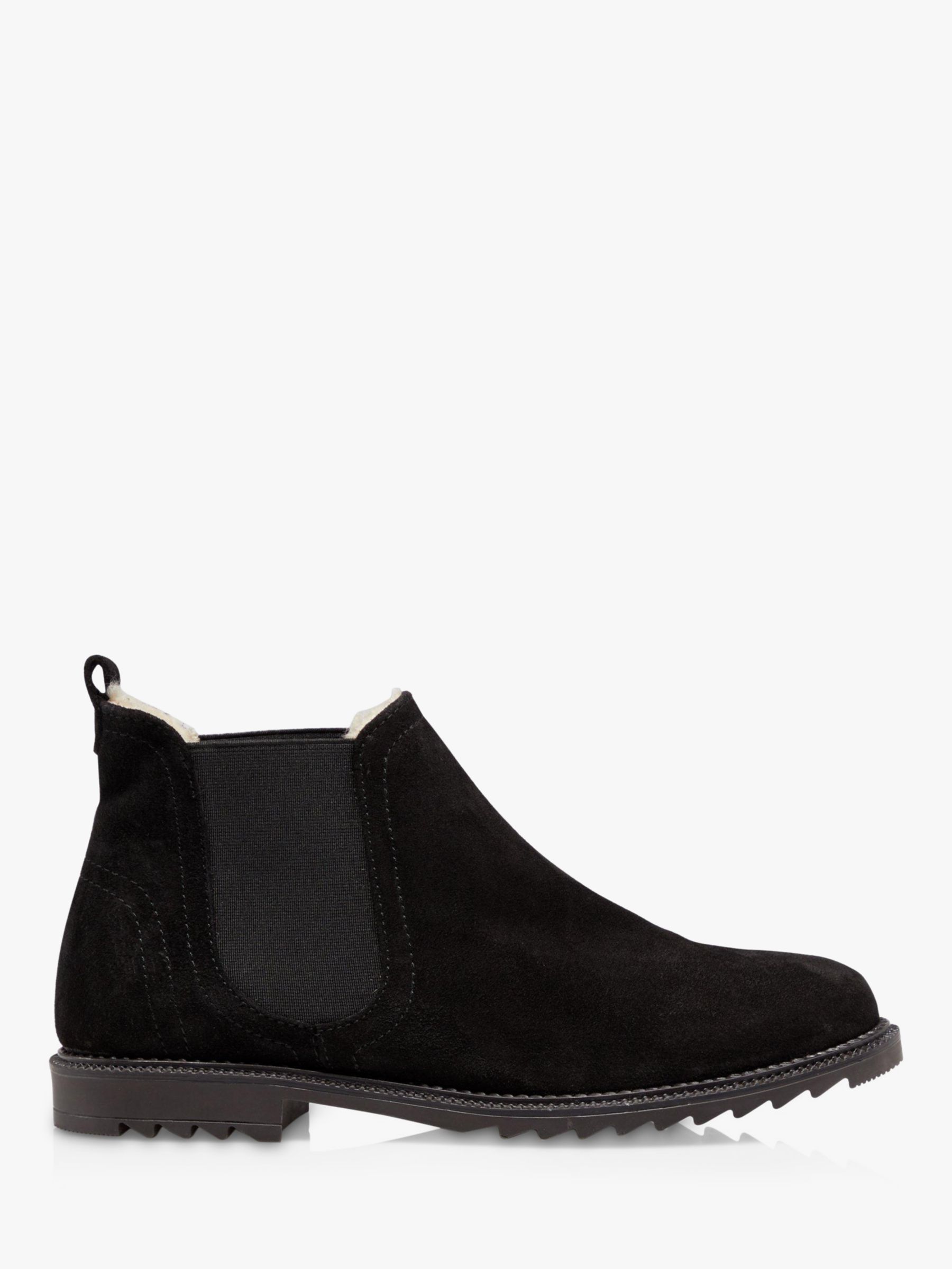 Dune Pedal Suede Faux Shearling Lined Chelsea Boots, Black at John ...
