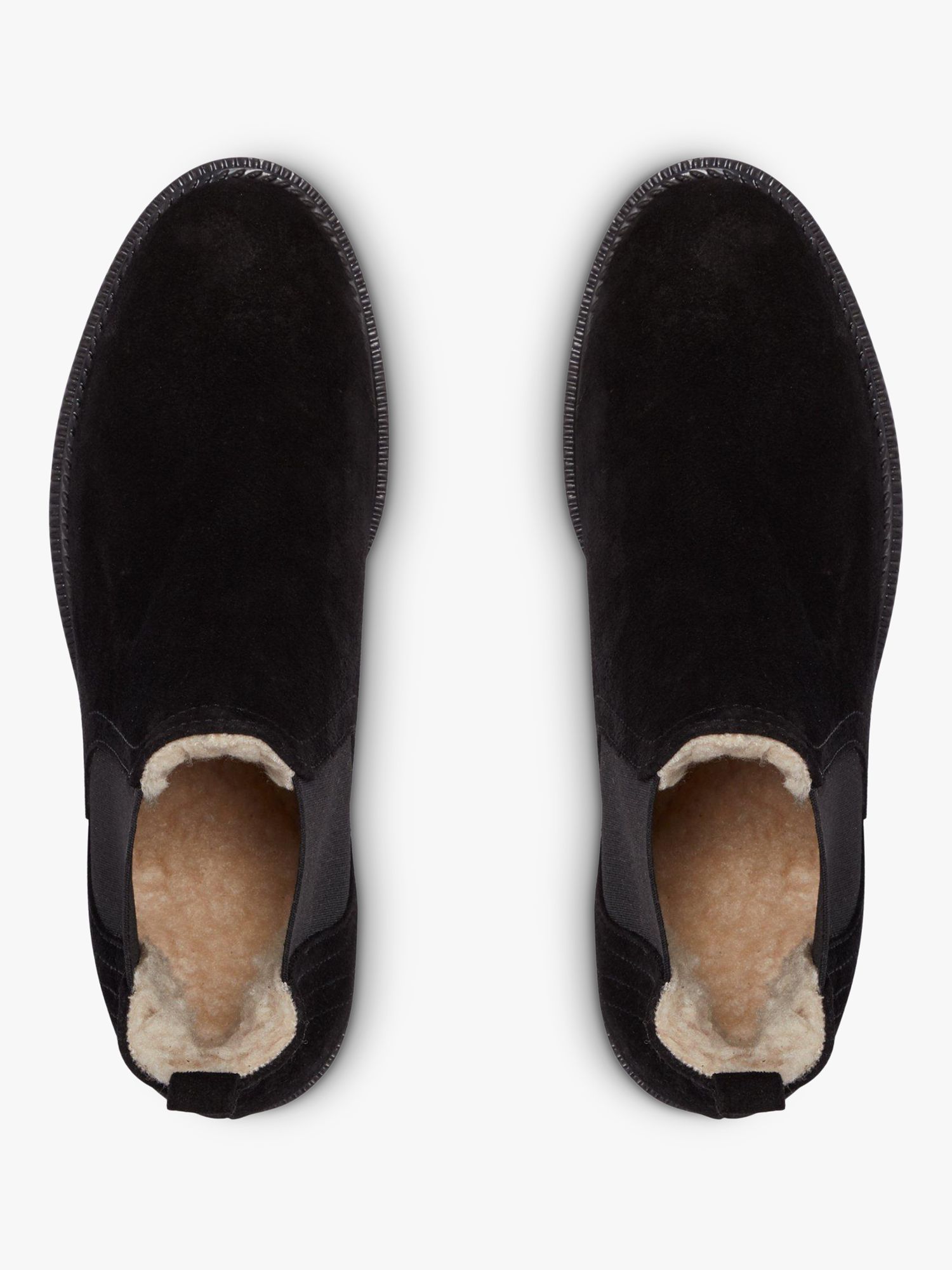 Dune Pedal Suede Faux Shearling Chelsea Boots, Black at Lewis & Partners
