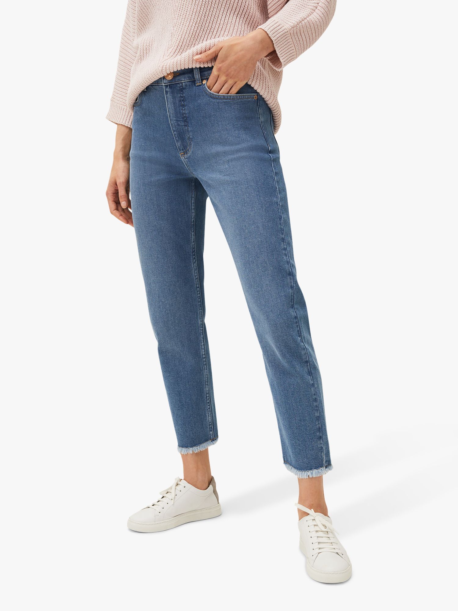 Phase Eight Petra Raw Hem Cropped Jeans, Blue, 26