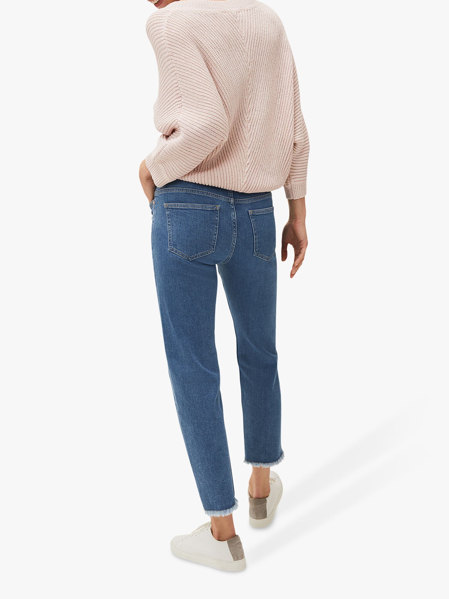 Phase Eight Petra Raw Hem Cropped Jeans, Blue at John Lewis & Partners