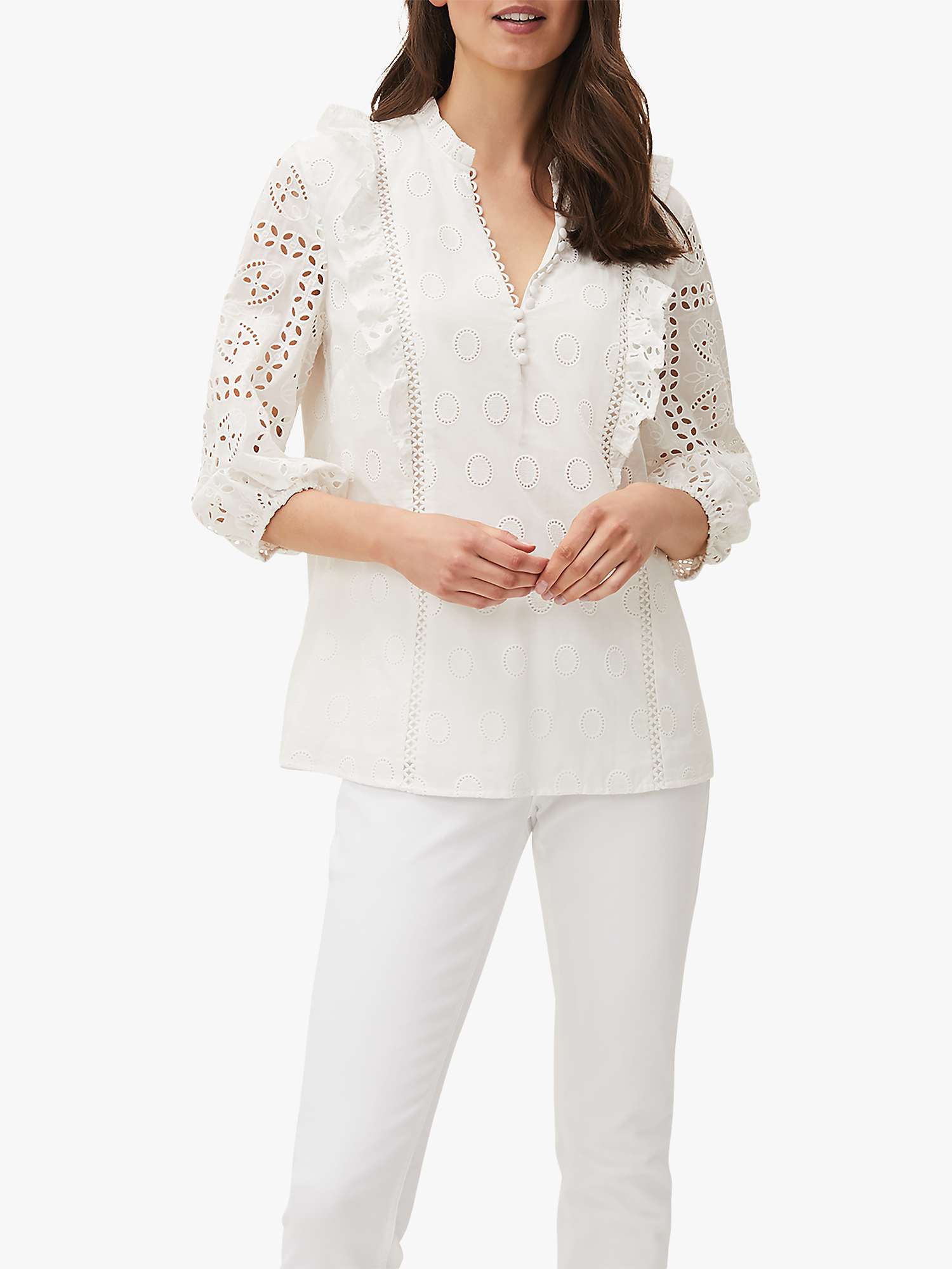 Buy Phase Eight Willa Broderie Sleeve Blouse, White Online at johnlewis.com