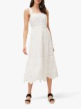 Phase Eight Ella Broderie Detail Cotton Midi Dress, White
