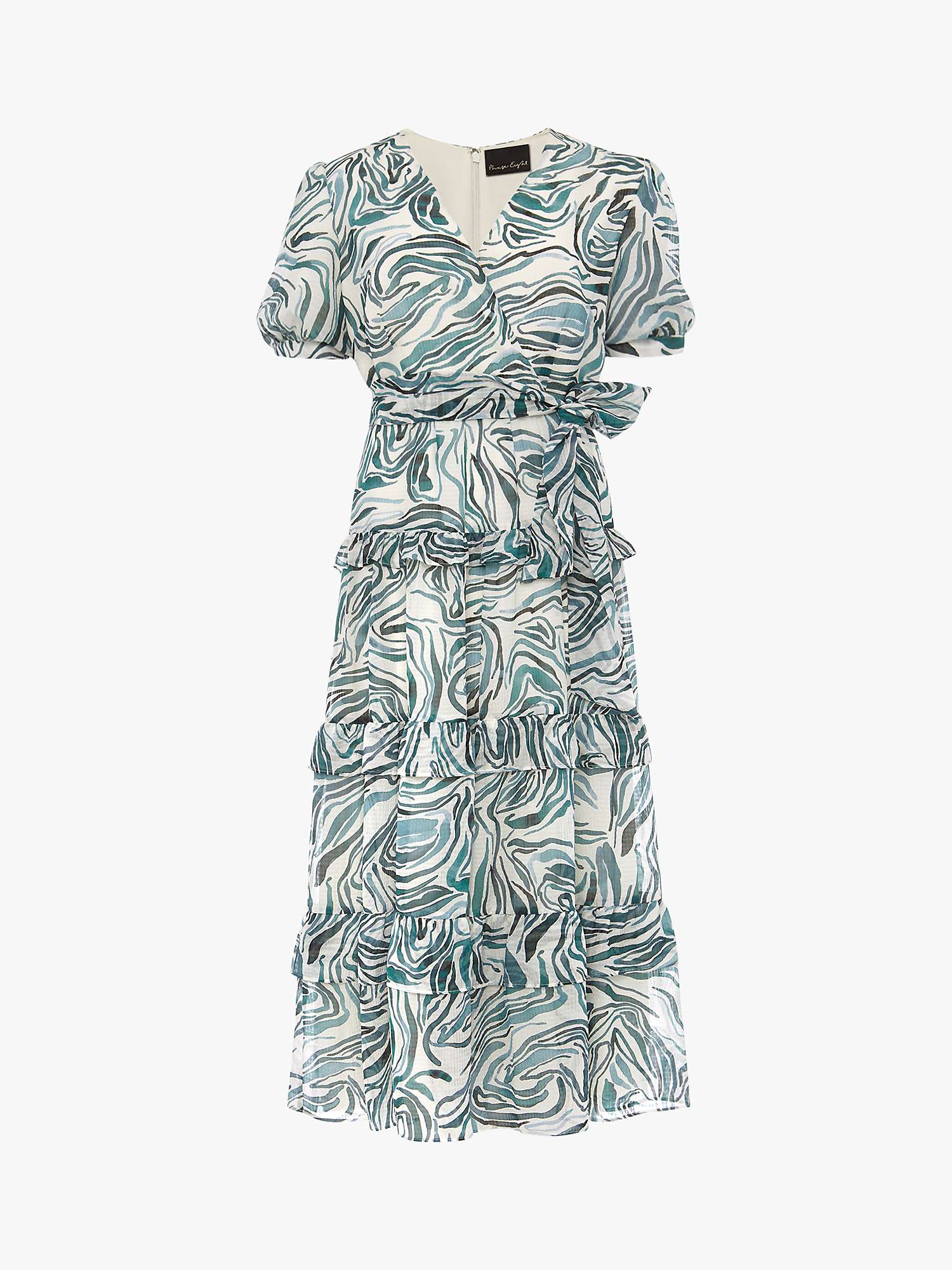 Buy Phase Eight Iona Swirl Print Tiered Midi Dress, Blue Online at johnlewis.com