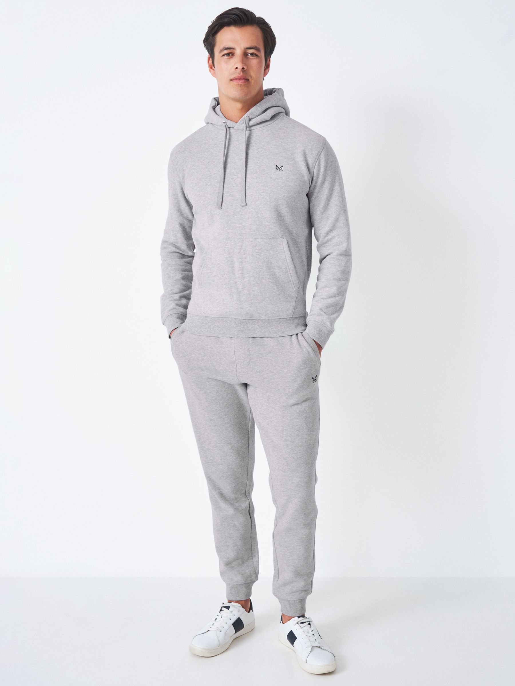 Crew Clothing Crossed Oars Cotton Blend Joggers, Grey Marl at John ...