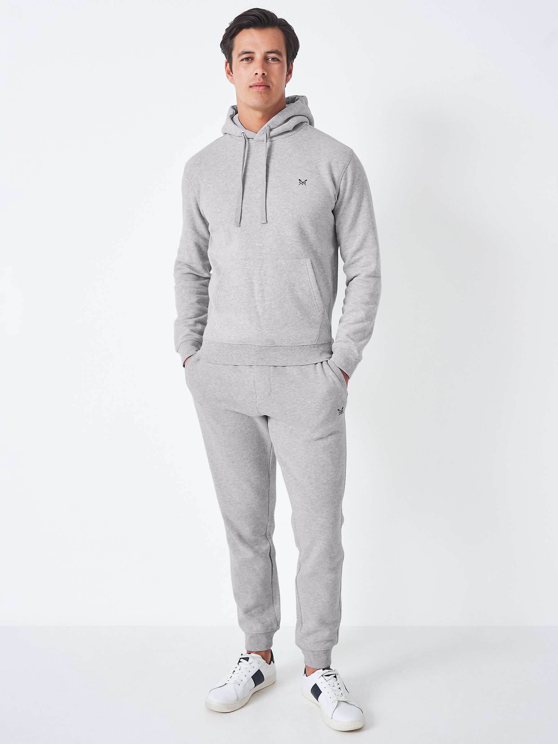 Crew Clothing Crossed Oars Cotton Blend Joggers, Grey Marl at John ...