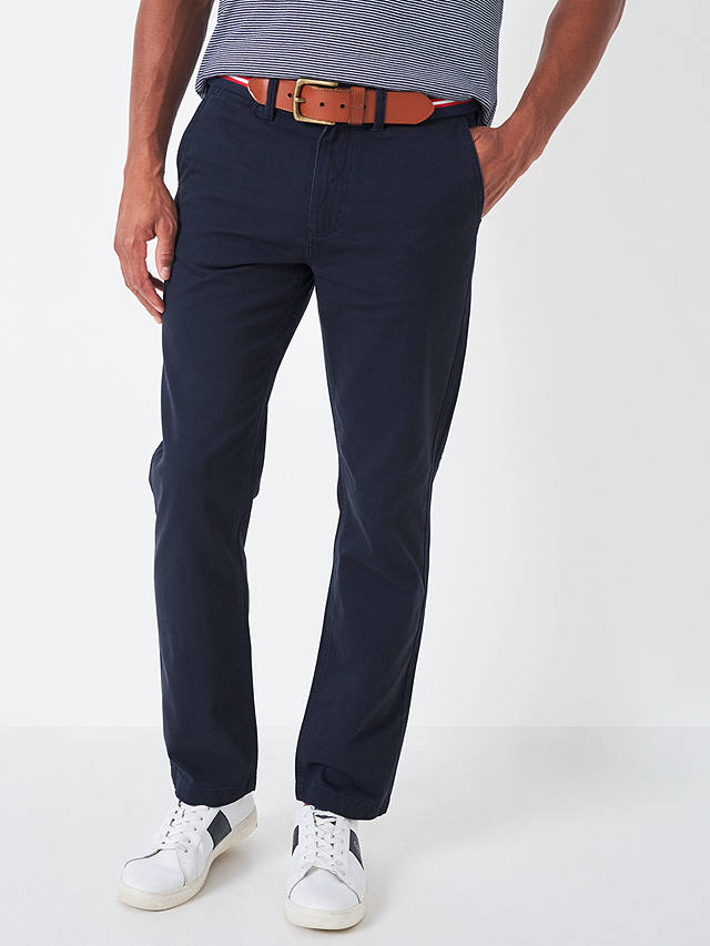 Crew Clothing Vintage Straight Fit Chinos, Navy at John Lewis & Partners