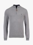 Crew Clothing Half Zip Cashmere Blend Sweatshirt, Grey Marl