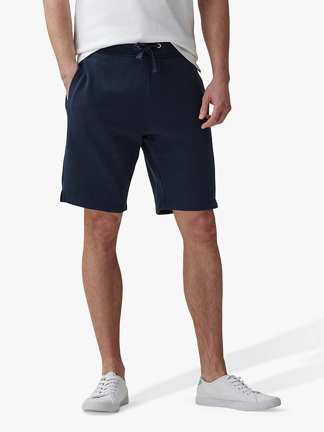 Crew Clothing Crossed Oars Cotton Blend Sweat Shorts, Navy
