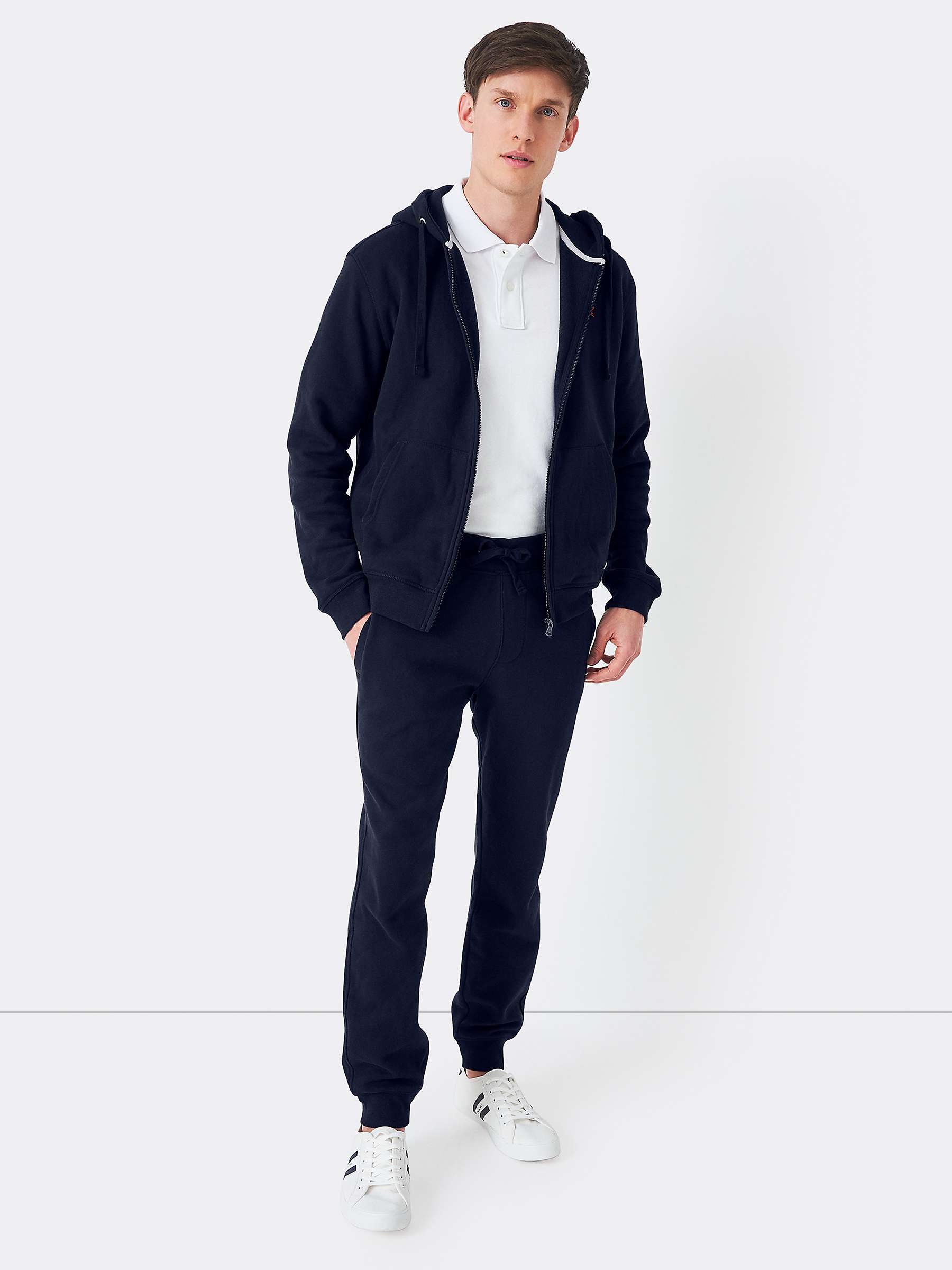 Crew Clothing Crossed Oars Cotton Blend Joggers, Navy at John Lewis ...