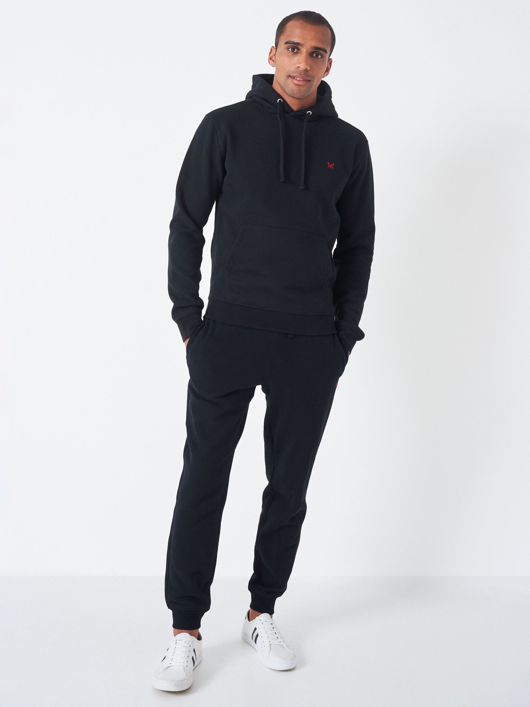 Crew Clothing Crossed Oars Cotton Blend Hoodie, Black at John Lewis ...