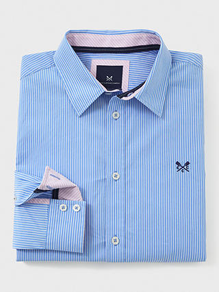 Crew Clothing Classic Micro Stripe Shirt, Sky Blue