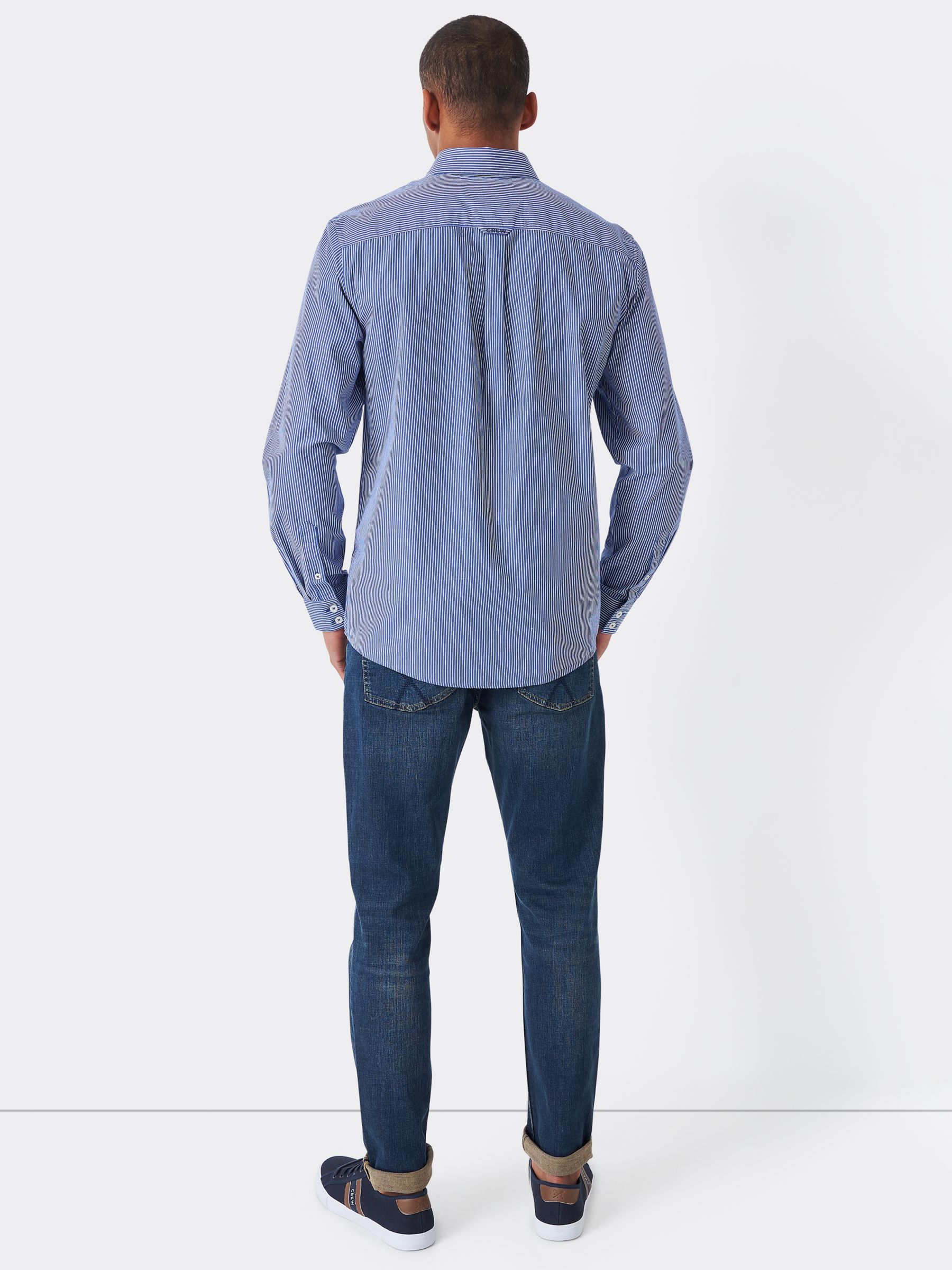 Crew Clothing Classic Micro Stripe Shirt, Ultra Marine Blue, XS