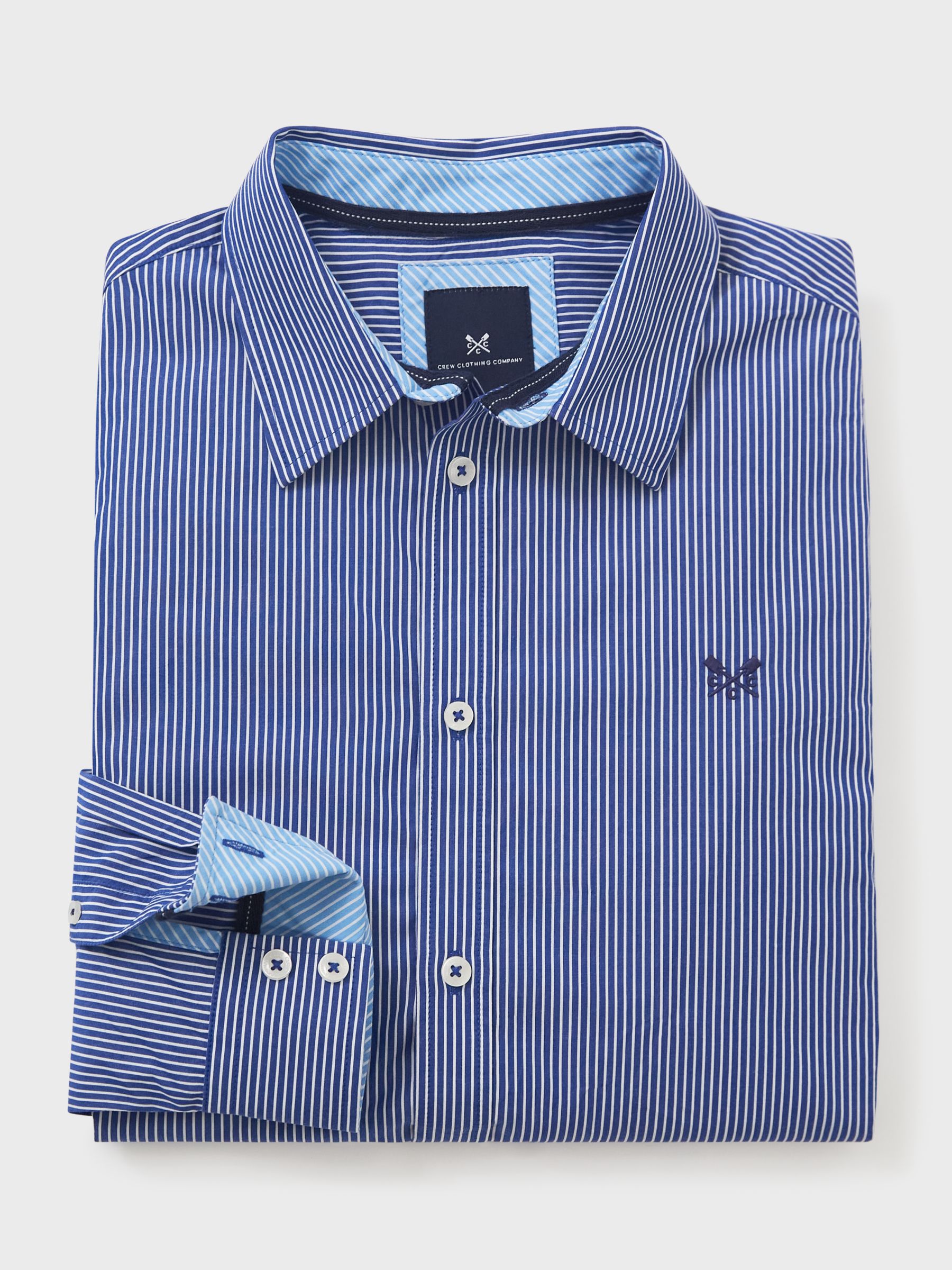 Crew Clothing Classic Micro Stripe Shirt, Ultra Marine Blue, XS