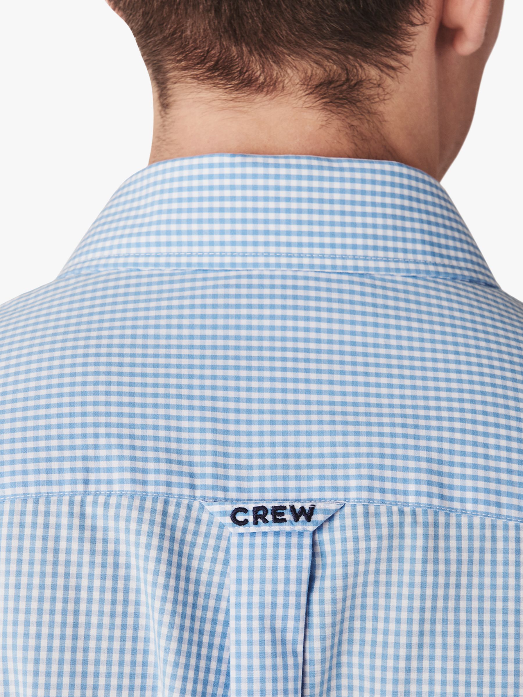 Crew Clothing Classic Micro Gingham Check Shirt, Sky Blue, XS