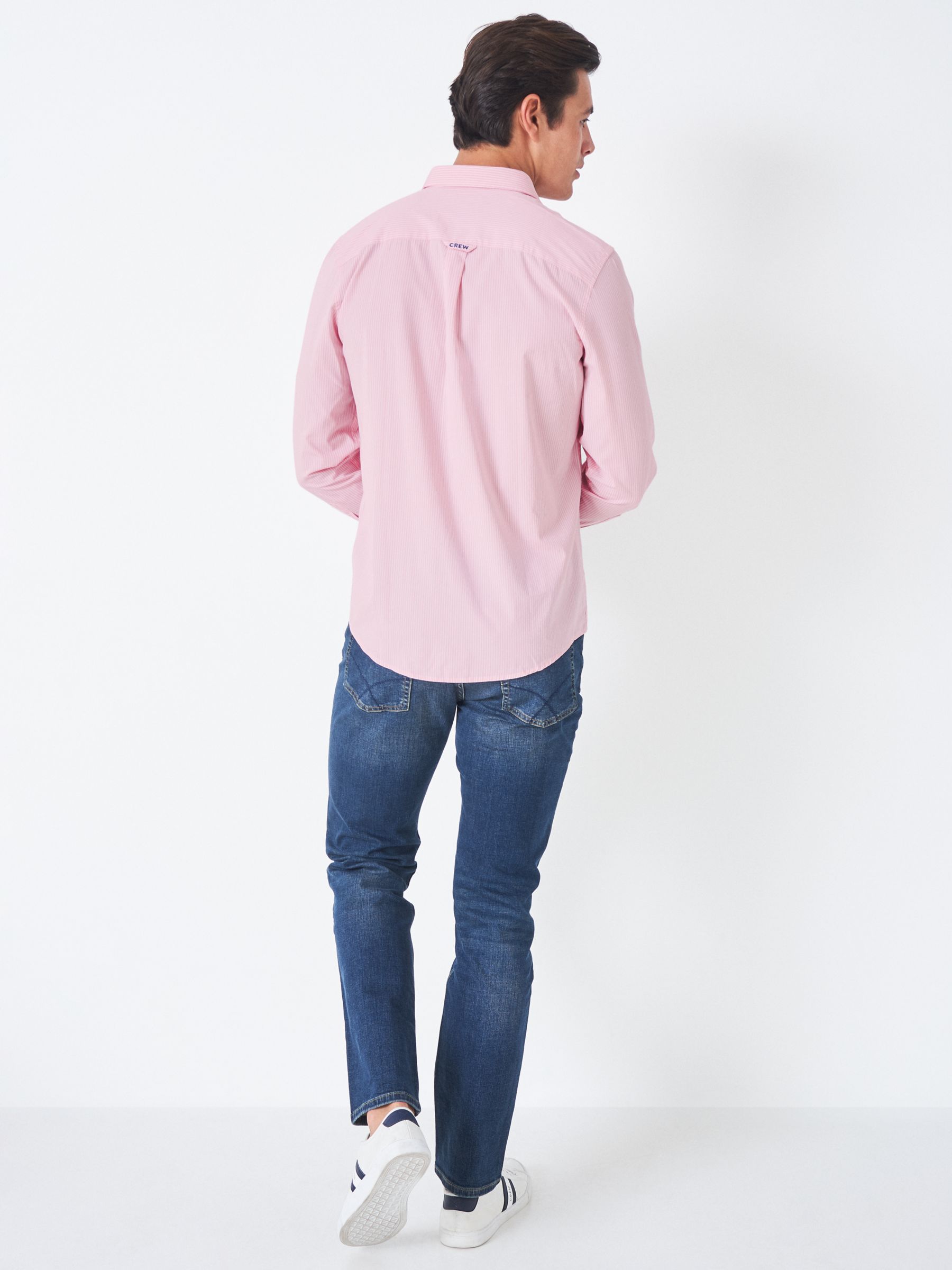 Crew Clothing Micro Stripe Cotton Shirt, Pink at John Lewis & Partners