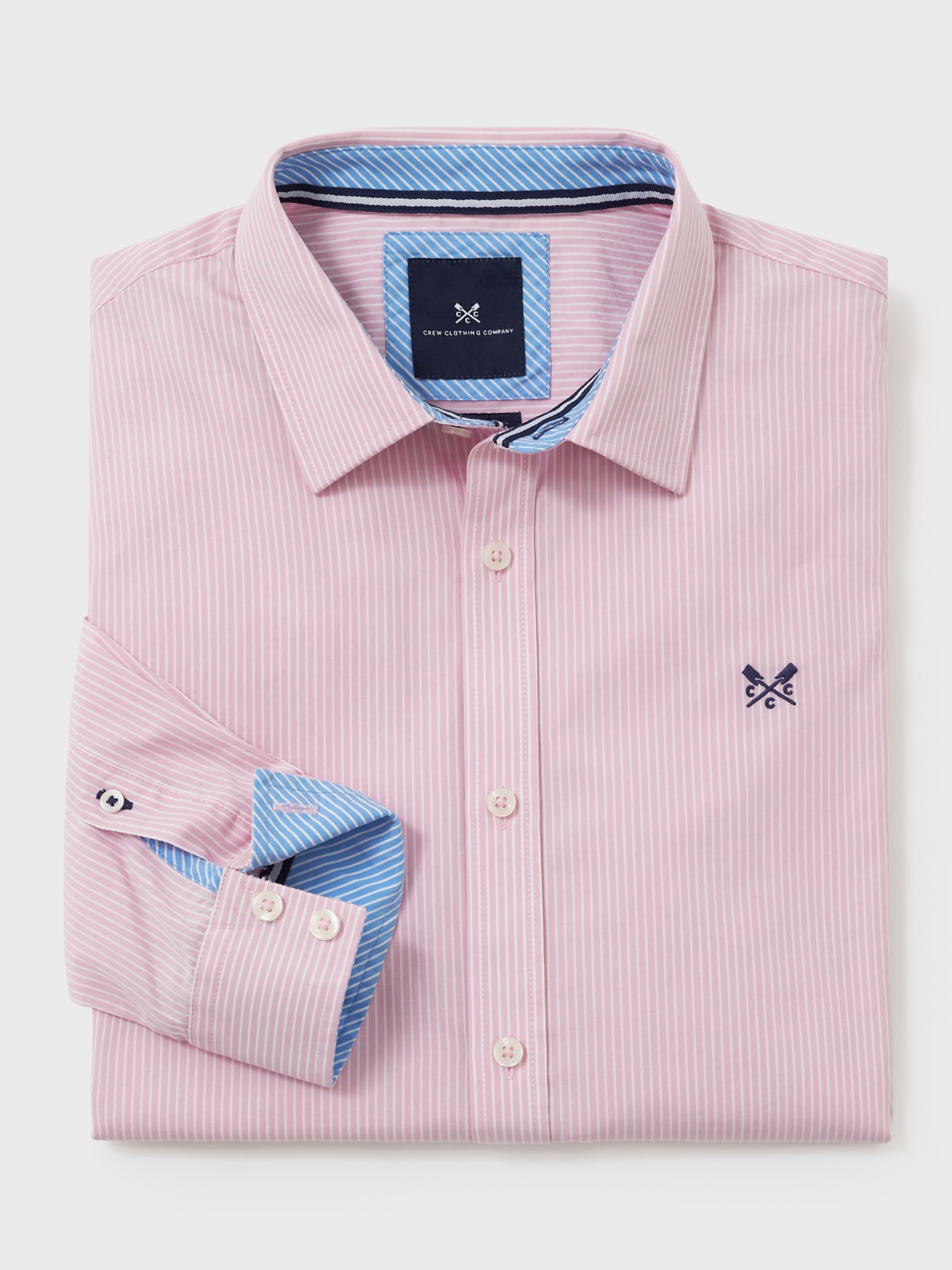 Crew Clothing Micro Stripe Cotton Shirt, Pink, XS