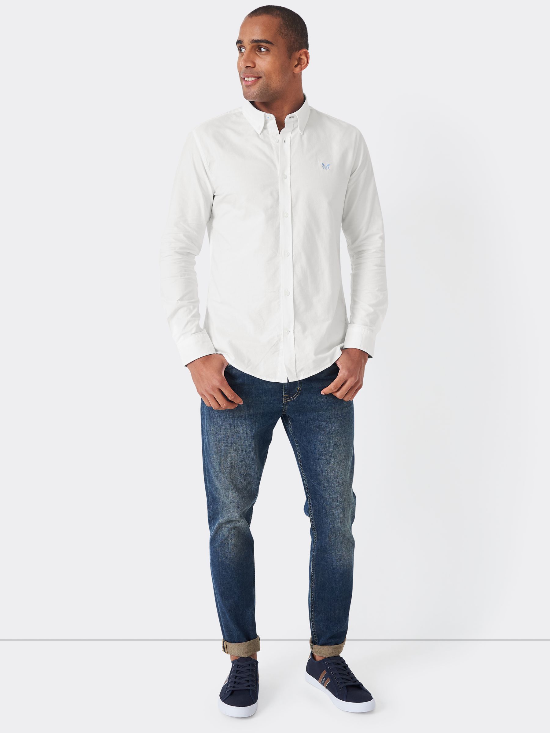 Crew Clothing Slim Fit Long Sleeve Oxford Shirt, White, XS