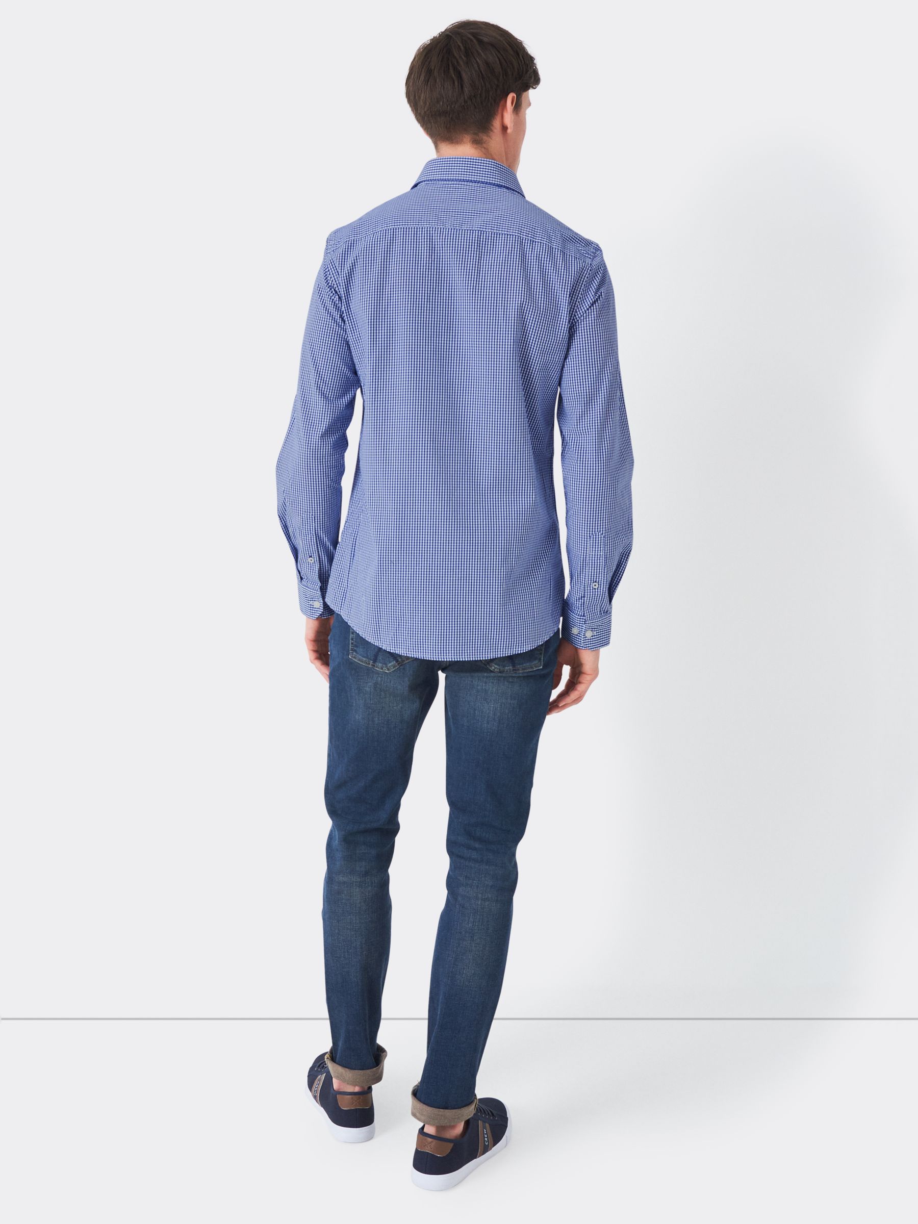 Buy Crew Clothing Slim Micro Gingham Shirt, Coral Orange Online at johnlewis.com