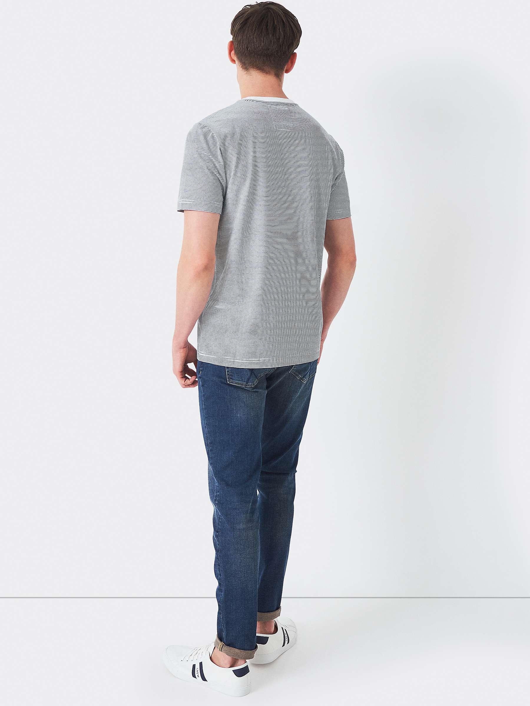 Buy Crew Clothing Fine Stripe T-Shirt, White Blue Online at johnlewis.com