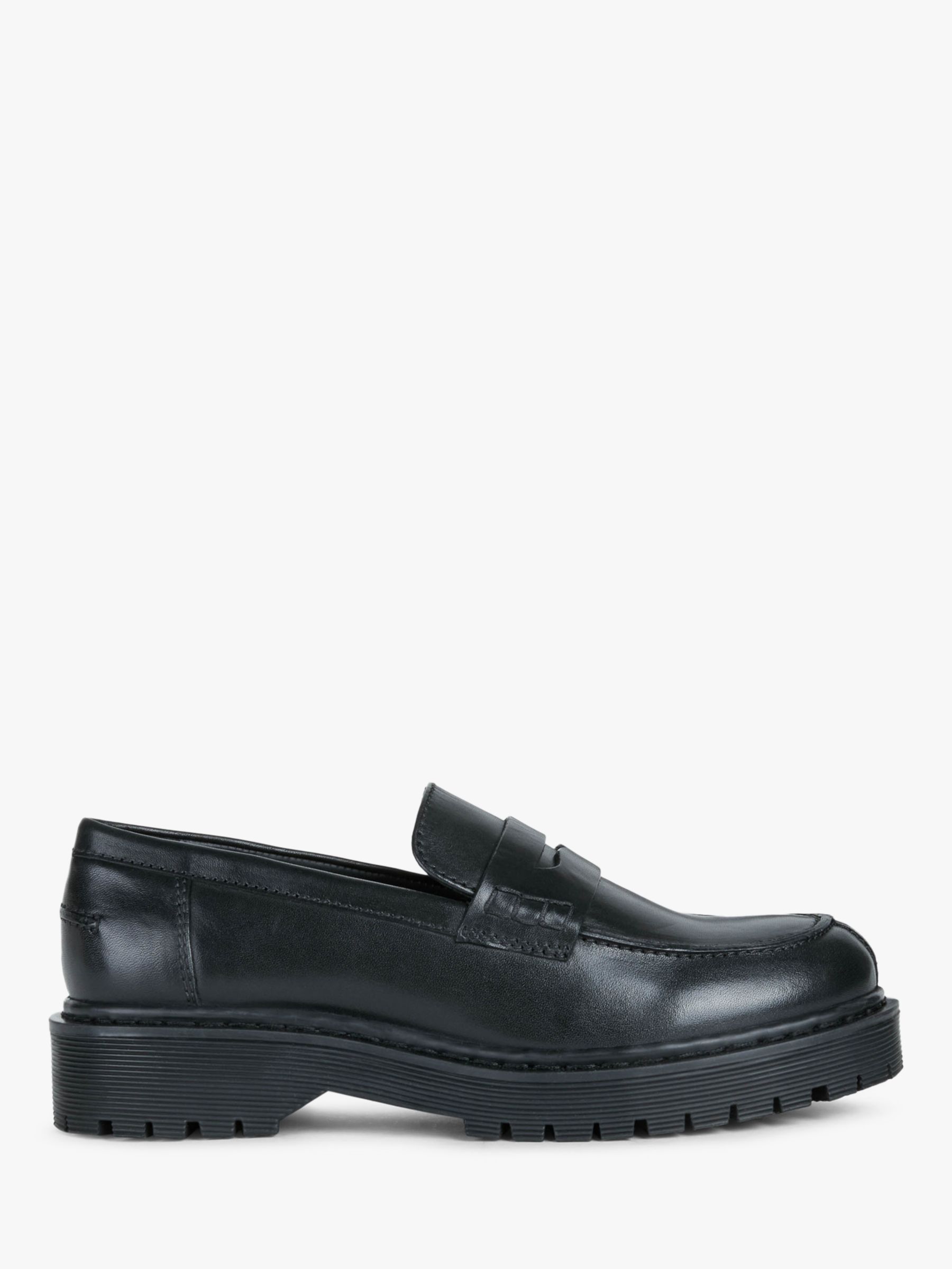 Geox Women's Bleyze Leather Chunky Loafers, Black at John Lewis & Partners