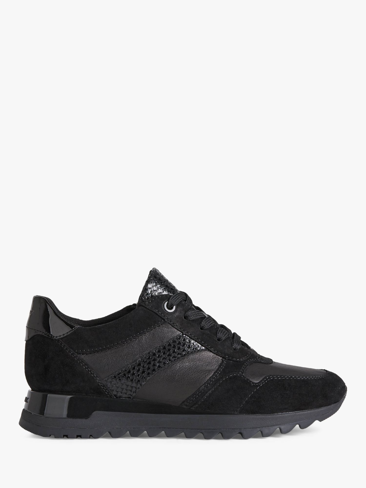 Geox Women's Tabelya Suede Lace Up Trainers, Black at John Lewis & Partners