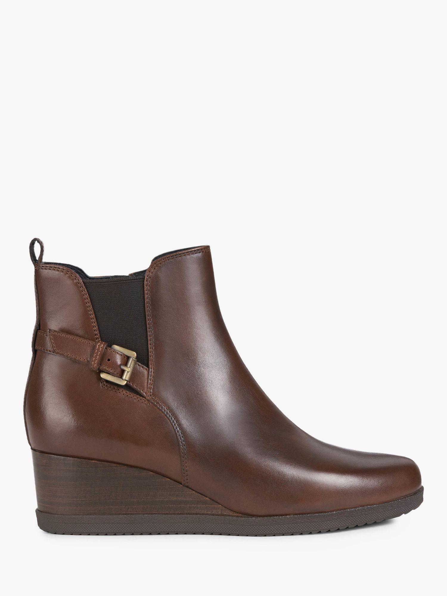Women's Anylla Leather Wedge Heel Boots, Brown at John & Partners