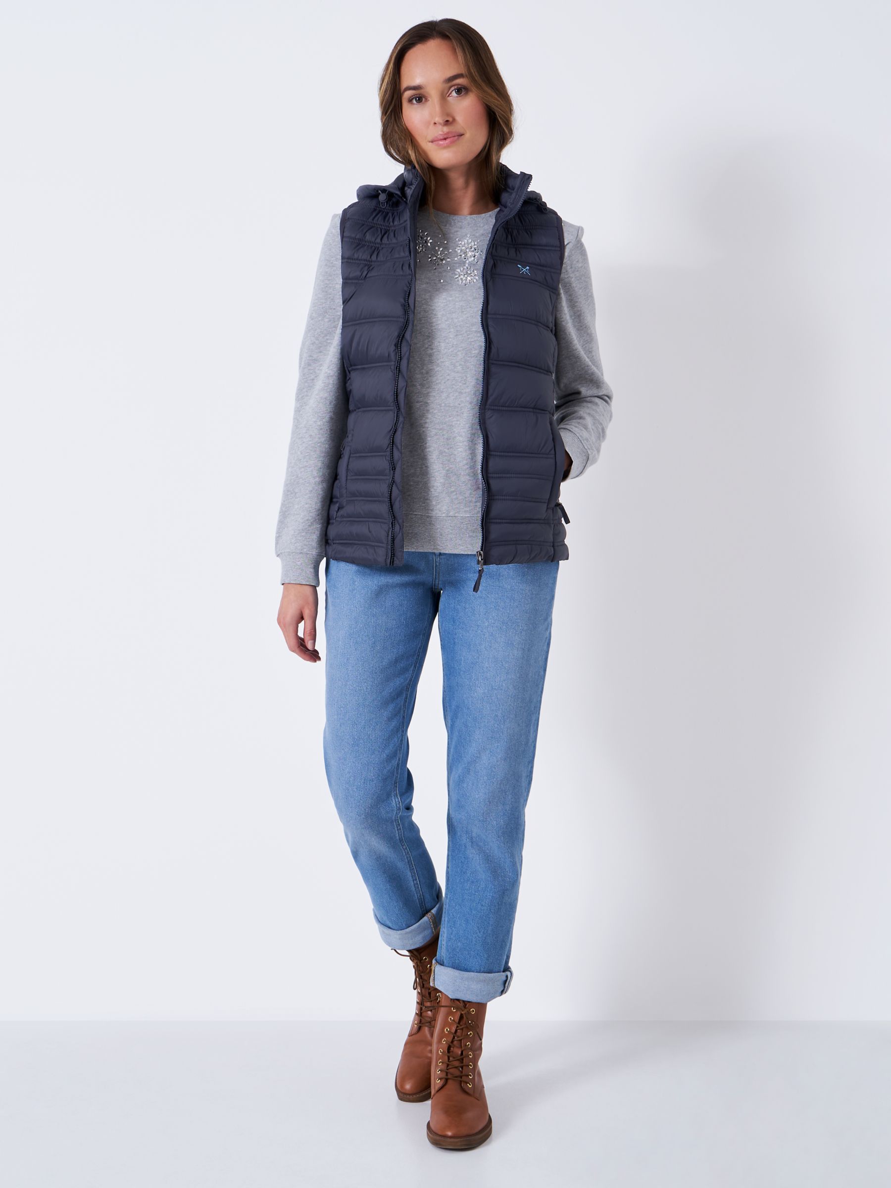 Buy Crew Clothing Quilted Lightweight Hooded Gilet Online at johnlewis.com