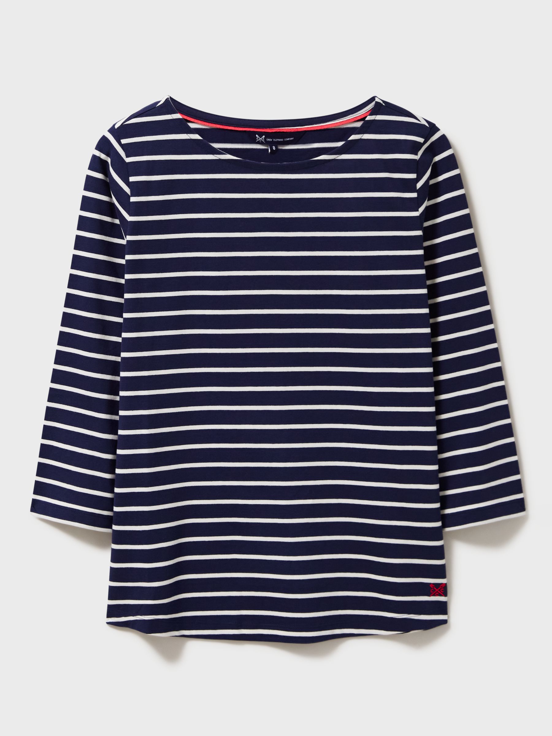 Crew Clothing Essential Breton Stripe Top, Navy/White, 18