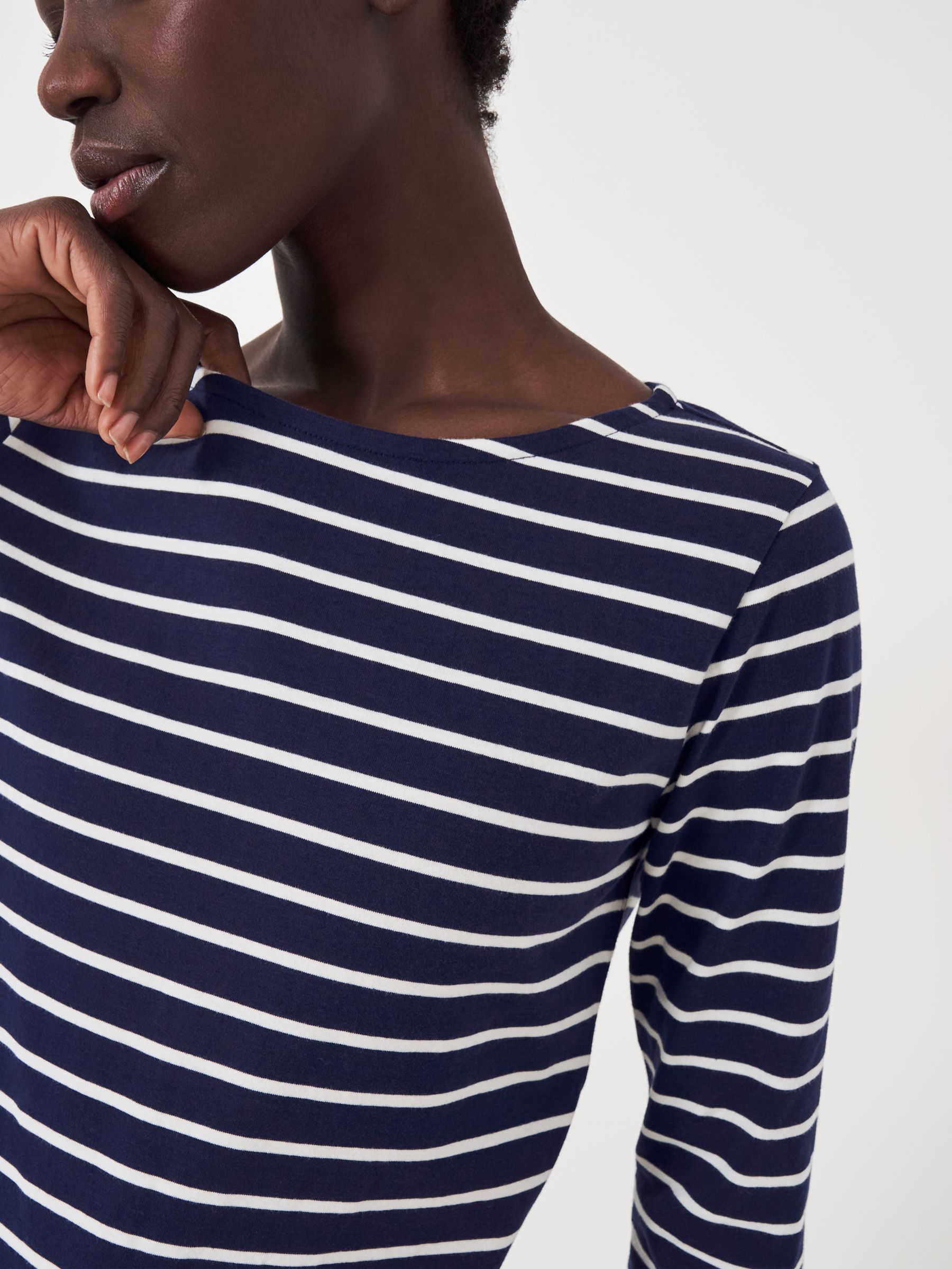 Women's Navy Stripe Essential Cotton Breton from Crew Clothing Company