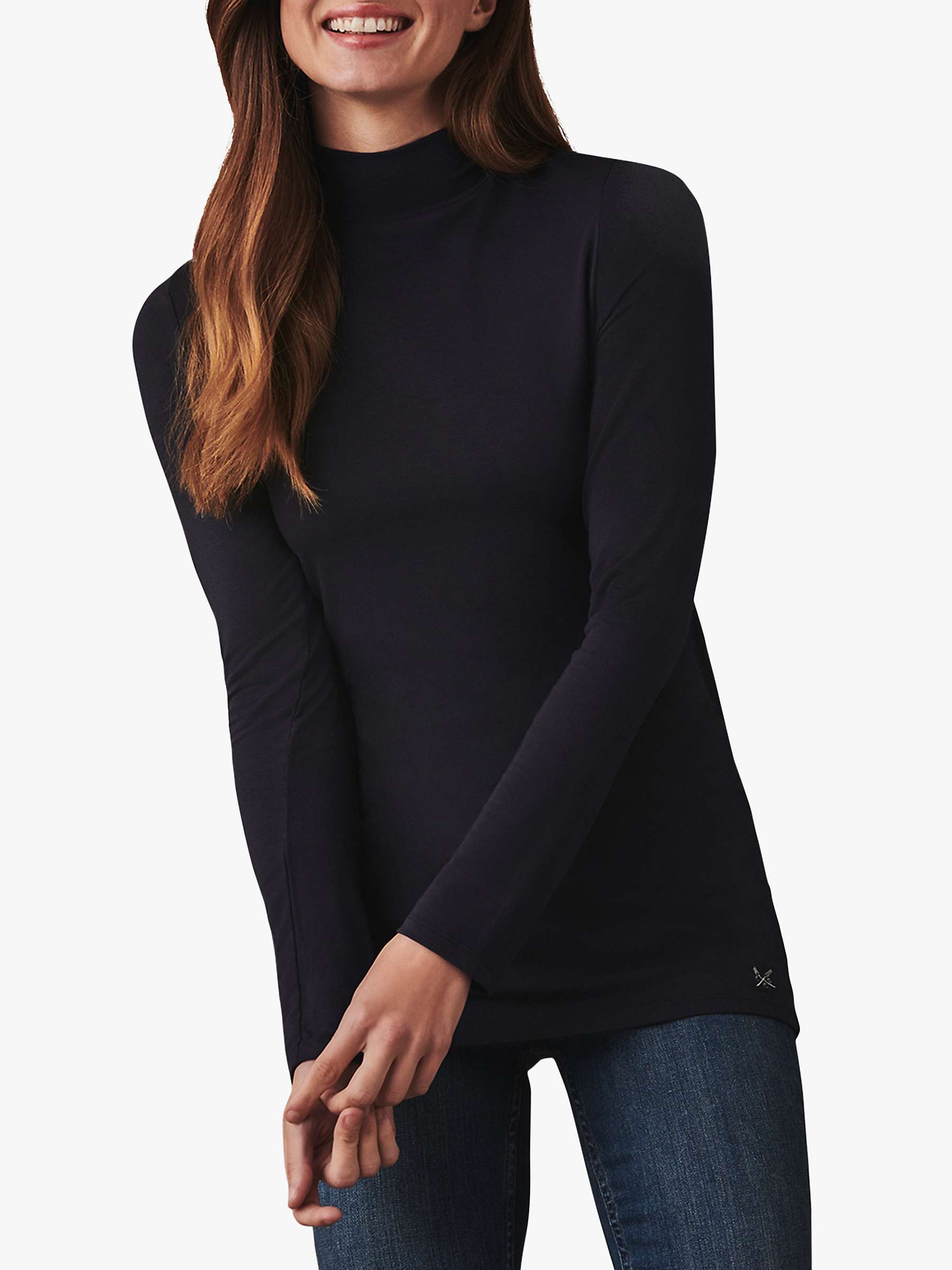Buy Crew Clothing Second Skin Polo Neck Top, Navy Online at johnlewis.com