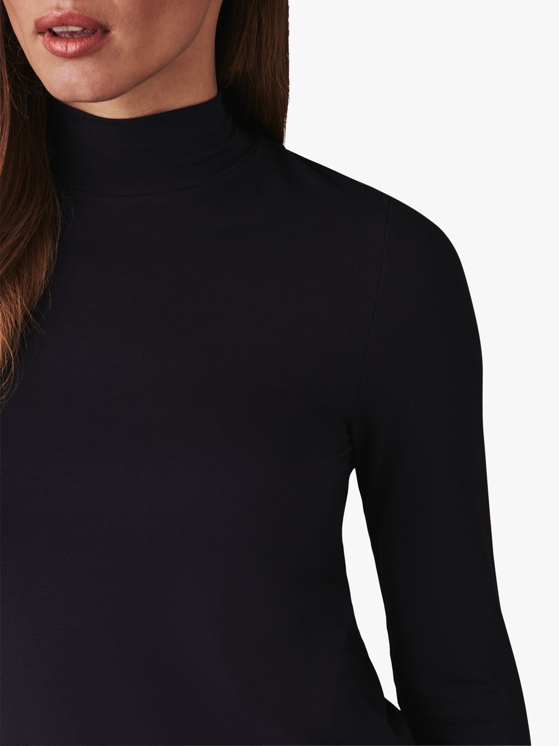 Crew Clothing Second Skin Polo Neck Top, Navy at John Lewis & Partners