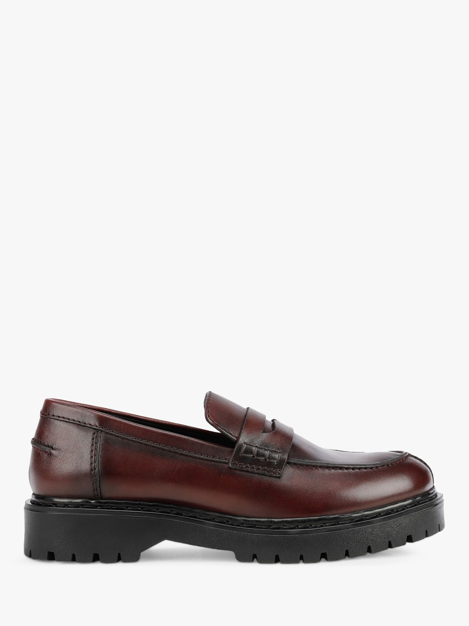 Geox Women's Bleyze Leather Loafers, Bordeaux at John Lewis & Partners