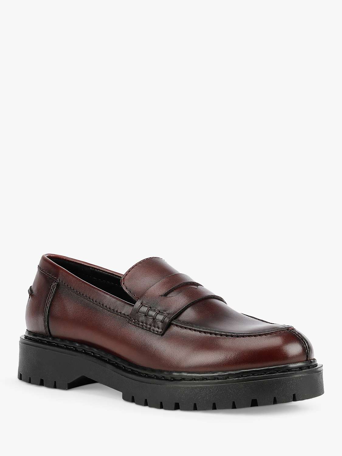 Geox Women's Bleyze Leather Loafers, Bordeaux at John Lewis & Partners