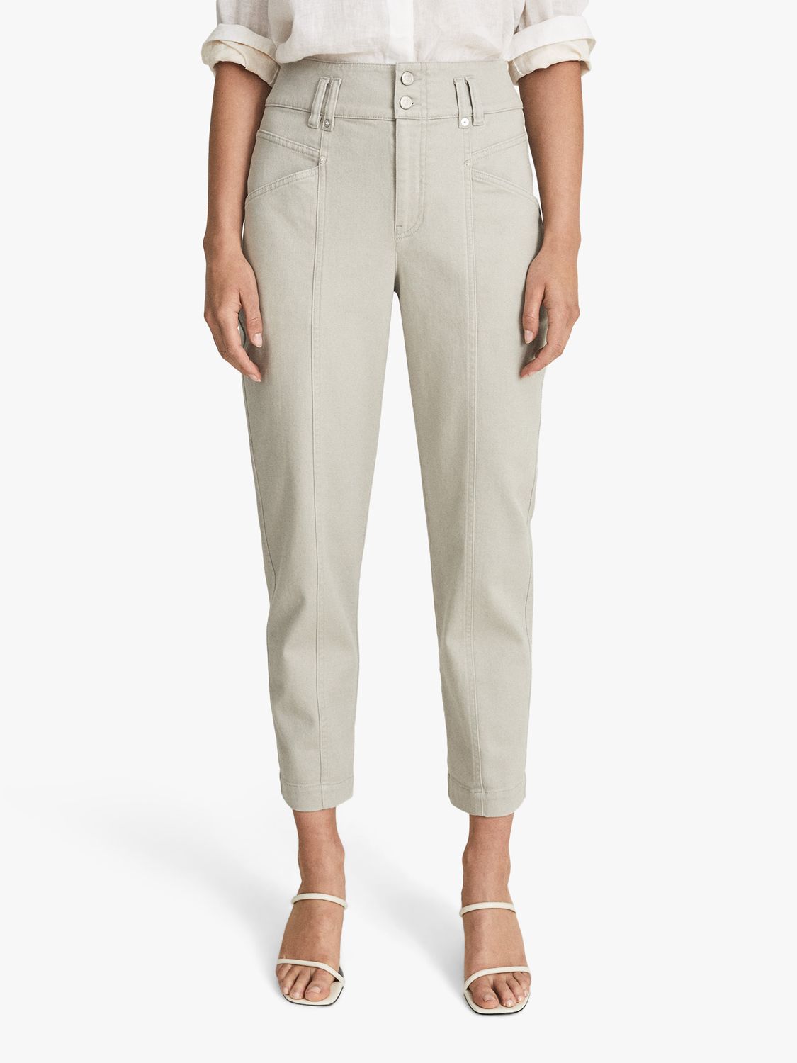 Reiss Baxter Slim Cropped Trousers, Sage at John Lewis & Partners