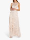Adrianna Papell Beaded Tiered Maxi Gown, Flaxen
