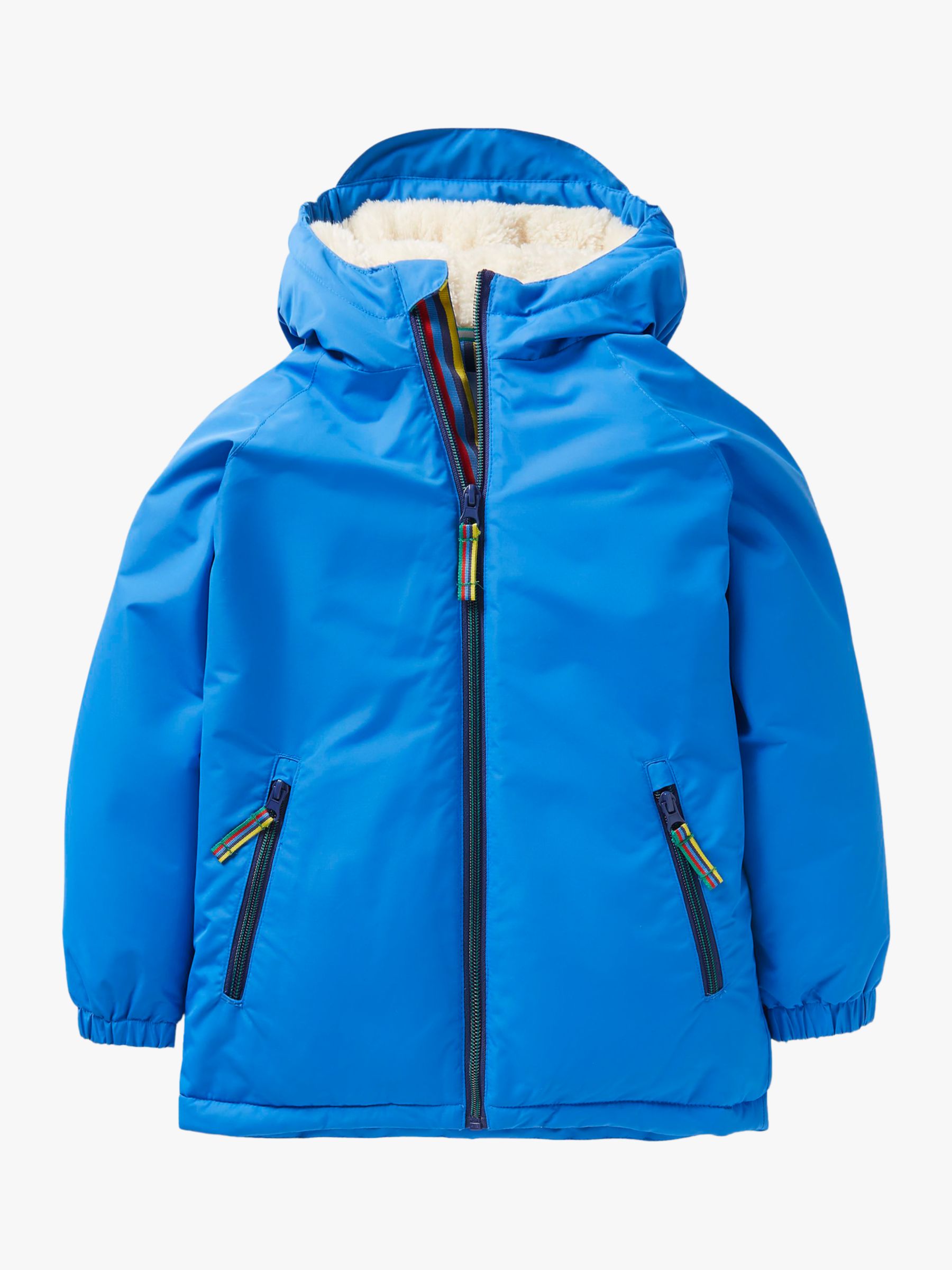 Mini Boden Kids' Cosy Sherpa Lined Anorak, Blue