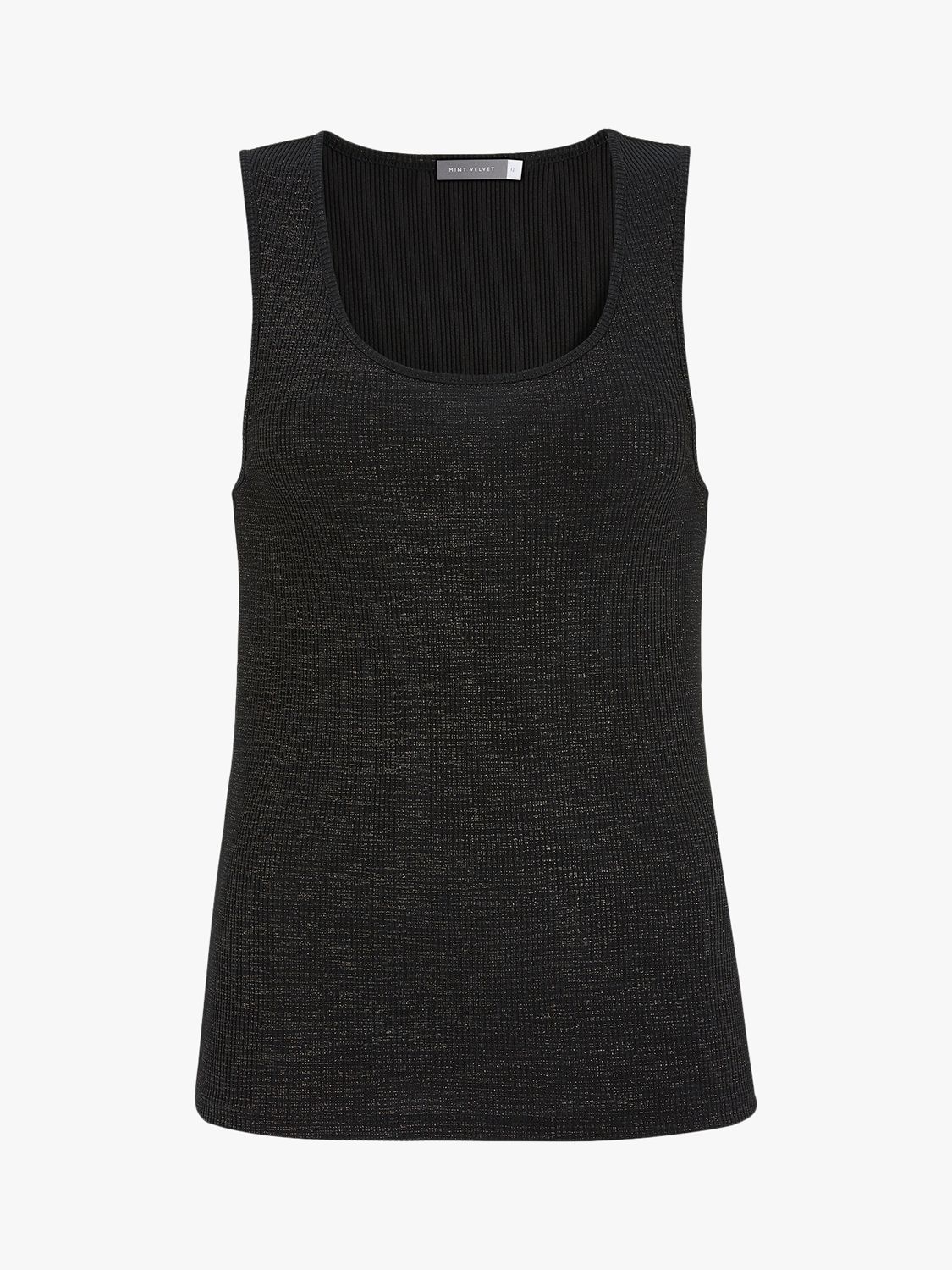 Mint Velvet Sparkle Rib Knit Vest Top, Black at John Lewis & Partners