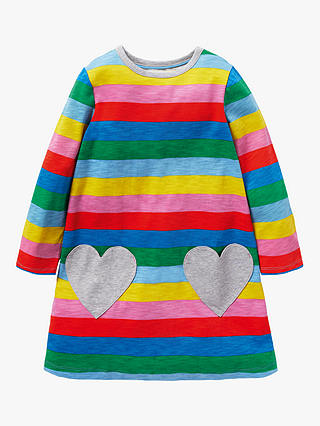 Mini Boden Kids' Fun Heart Pocket Jersey Dress, Multi