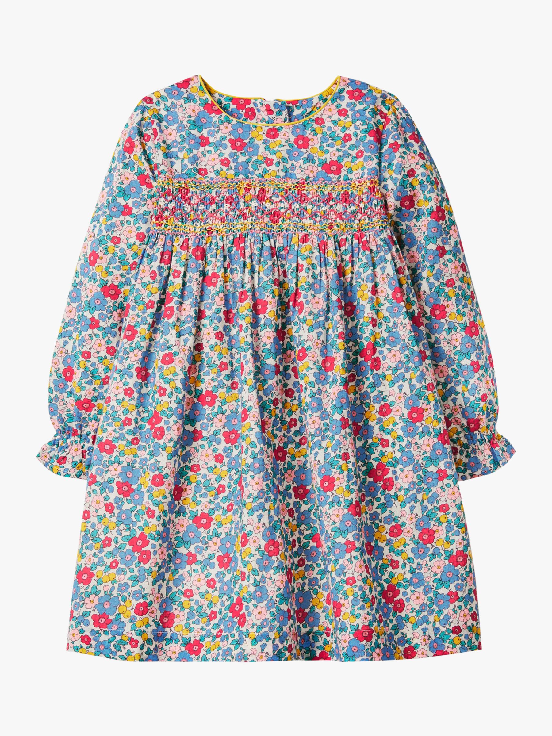 Mini Boden Kids' Apple Floral Smocked Dress, Multi