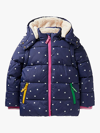 Mini Boden Kids' 2-In-1 Confetti Star Cosy Padded Shower Proof Jacket