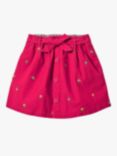Mini Boden Kids' Floral Cord Skirt, Rose Red