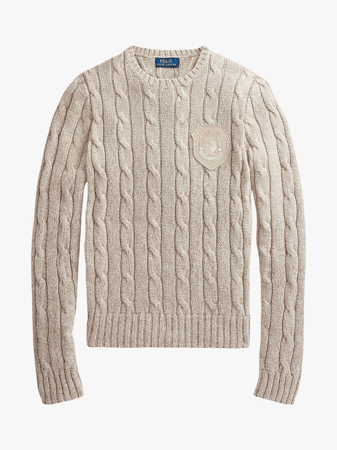 Polo Ralph Lauren Cotton Cable Knit Jumper, Taupe